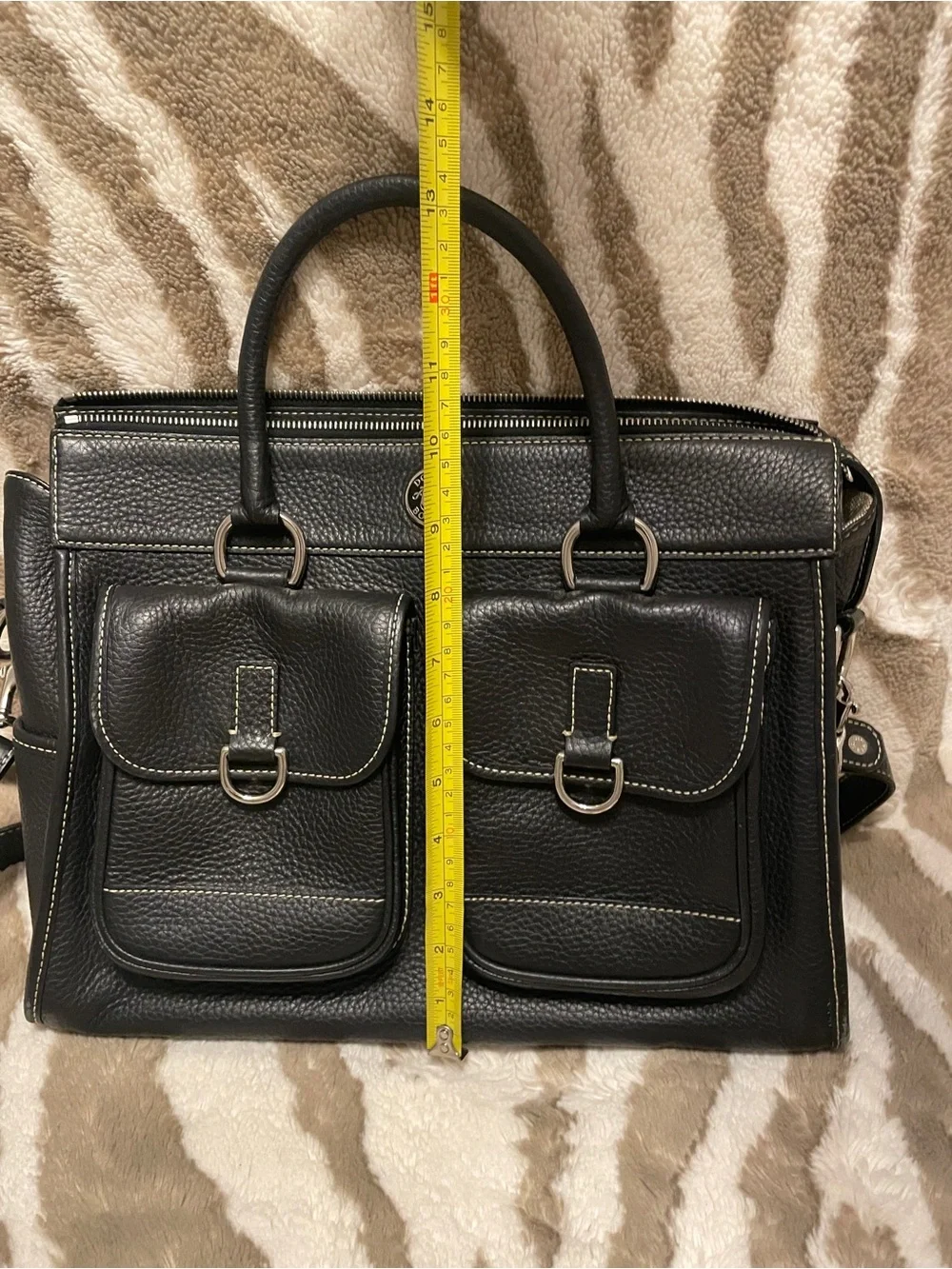 Dooney & Bourke Black Leather Double Front-Pocket Messenger